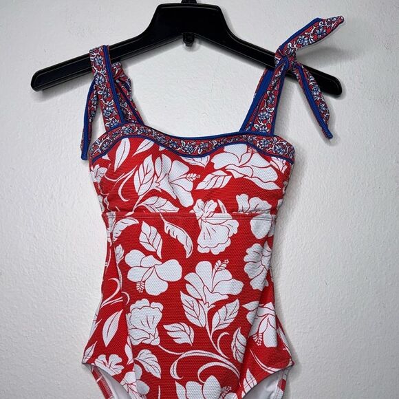Tommy Bahama Island Cays Fiori Square Neck Tummy Control Bandeau One Piece Swim - Picture 6 of 9